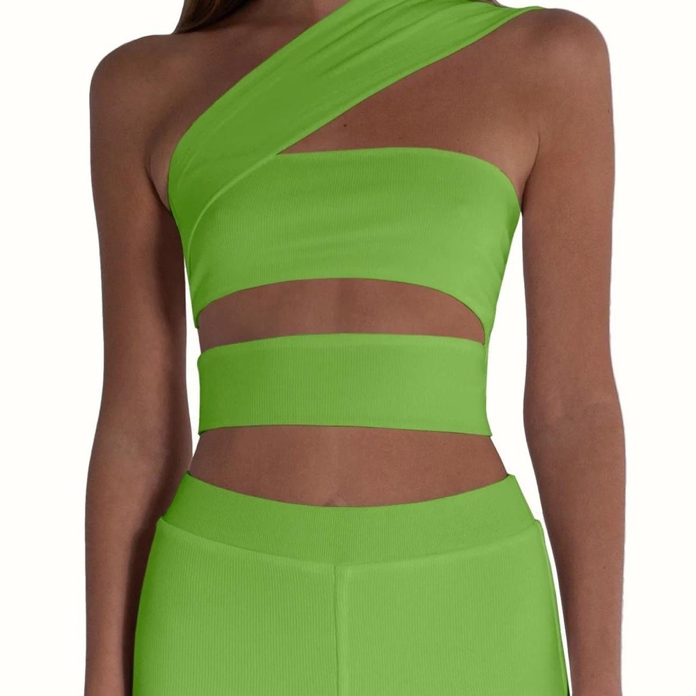 LAMA JOUNI electric green bandage top